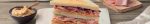 Club sandwich con prosciutto cotto, hummus di ceci, polpa di granchio e germogli