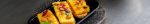 Polontina di ceci fritta su crostino, salvia e carote colorate, limone e filetti di peperoncino
