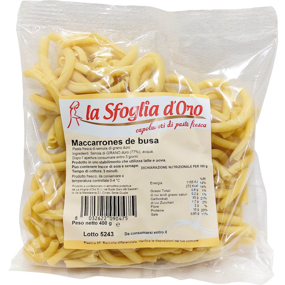 Vendita SFOGLIA D'ORO MACCARRONES e all'ingrosso. Pasta fresca all'ingrosso Zona