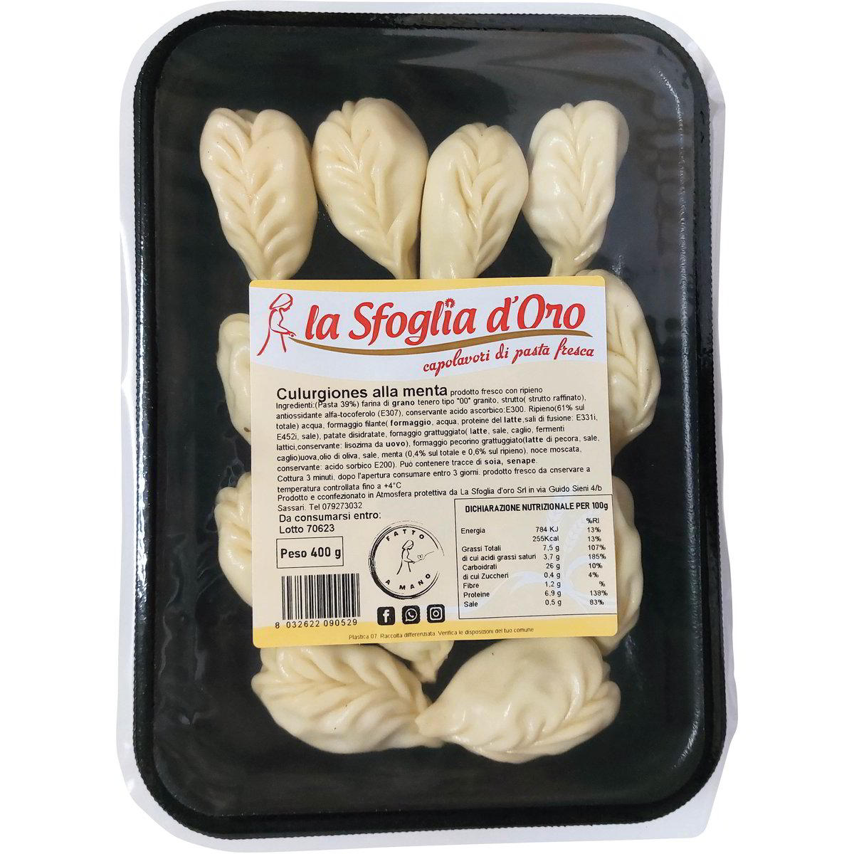 Vendita SFOGLIA D'ORO CULURGIONES e all'ingrosso. Pasta fresca ripiena all'ingrosso Zona