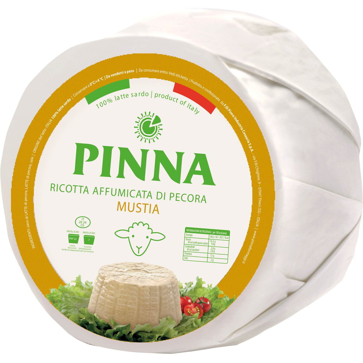 Vendita PINNA RICOTTA OVINO AFFUMICATA MUSTIA SOTTOVUOTO 2 KG CIRCA all ...